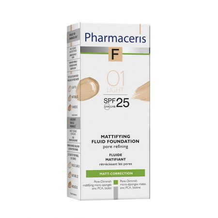 PHARMACERIS F, Mattifying-matinė pudra nr. 1, SPF25, 30ml (dėž.)