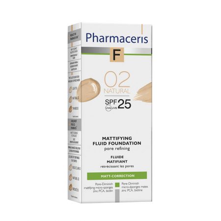 PHARMACERIS F, Mattifying-matinė pudra nr. 2, SPF25, 30ml (dėž.)