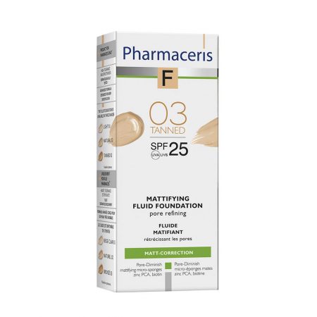 PHARMACERIS F, Mattifying-matinė pudra nr. 3, SPF25, 30ml (dėž.)