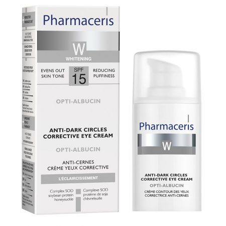 PHARMACERIS W, Opti Albucin – skaistinamasis paakių kremas, SPF 15