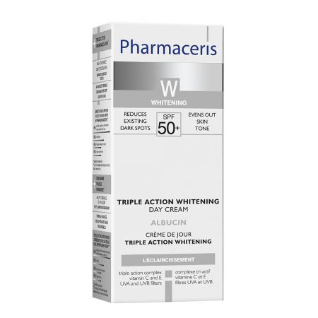 PHARMACERIS W, Albucin Day – Trejopo poveikio skaistinamasis kremas, SPF50