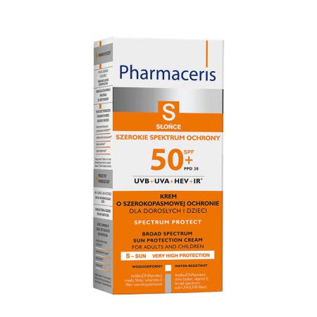 PHARMACERIS S, Plataus spektro apsauginis kremas veidui, SPF50+