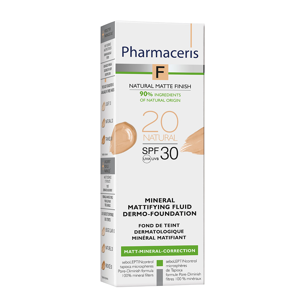 PHARMACERIS F, Mineralinė matinė pudra Nr. 20, SPF30