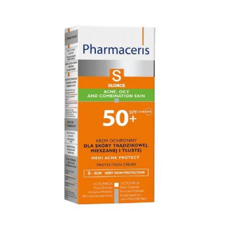 PHARMACERIS S, Apsauginis veido kremas Medi Acne Protect, SPF50+