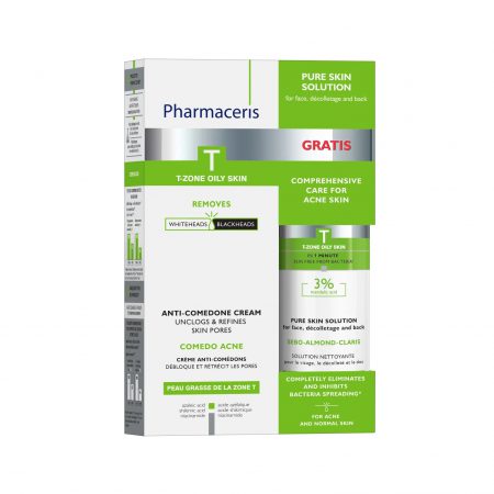 PHARMACERIS T, rinkinys riebiai ar mišriai, aknės pažeistos odos priežiūrai